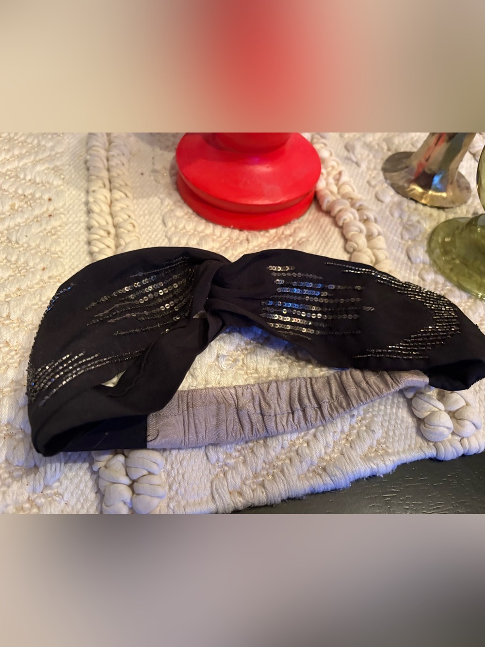 New Orleans Black Sequin Twist Headband - Unbranded